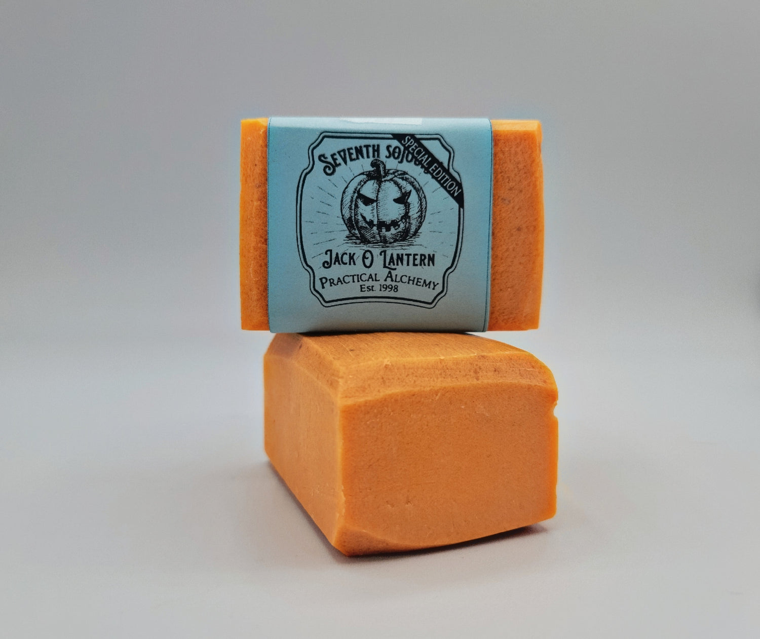 Jack O Lantern handmade soap from Seventh Sojourn smells of pumpkinie goodness.